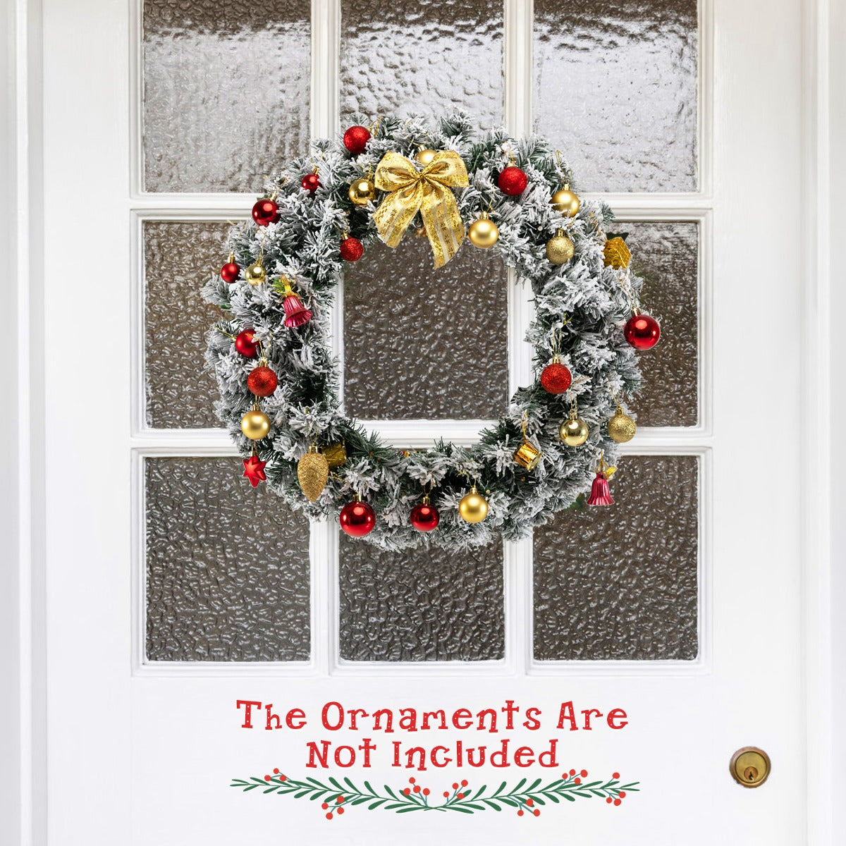 61CM Flocked Christmas Wreath with Timer for Front Door