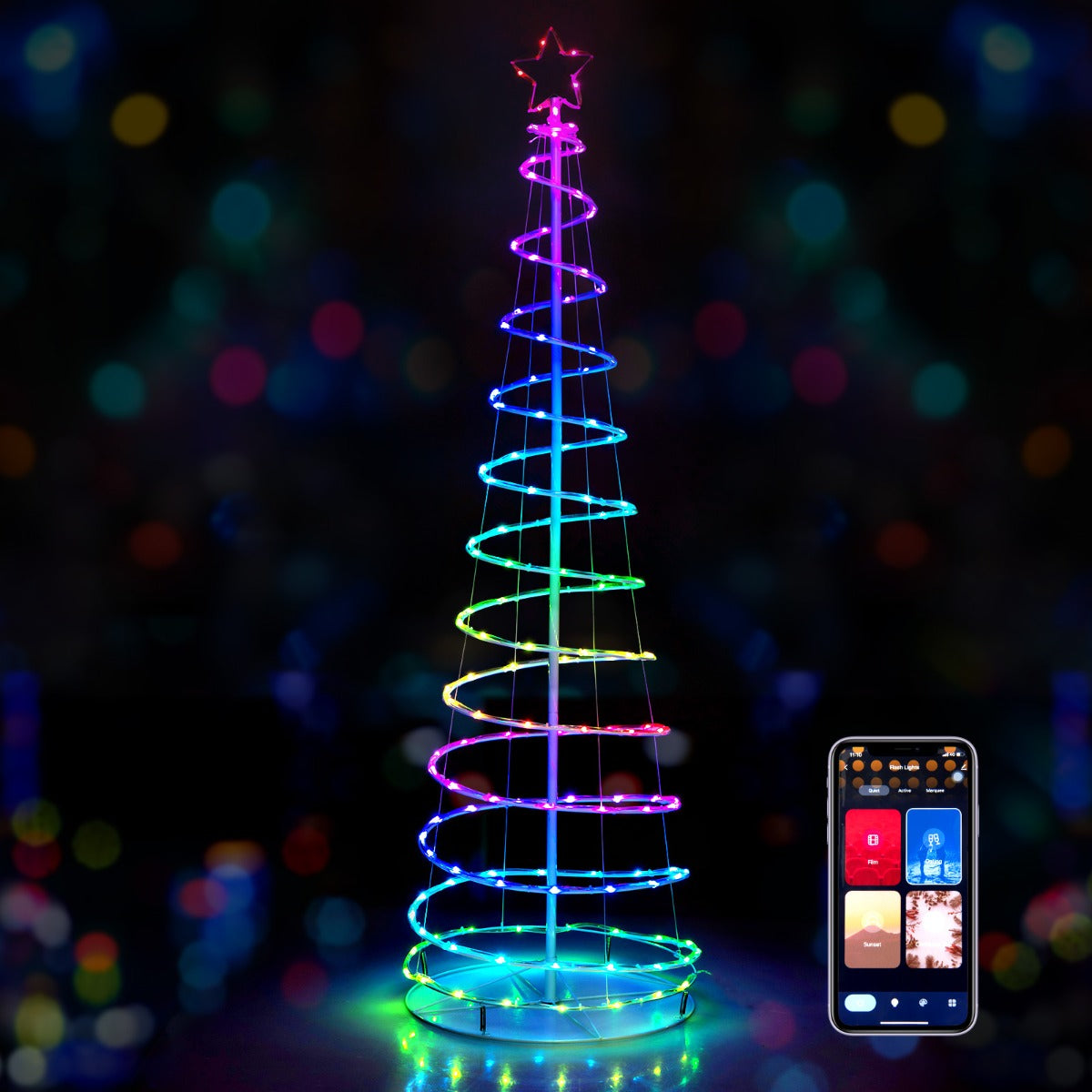 1.83M Spiral Christmas Tree with 135 LED Lights & APP Control