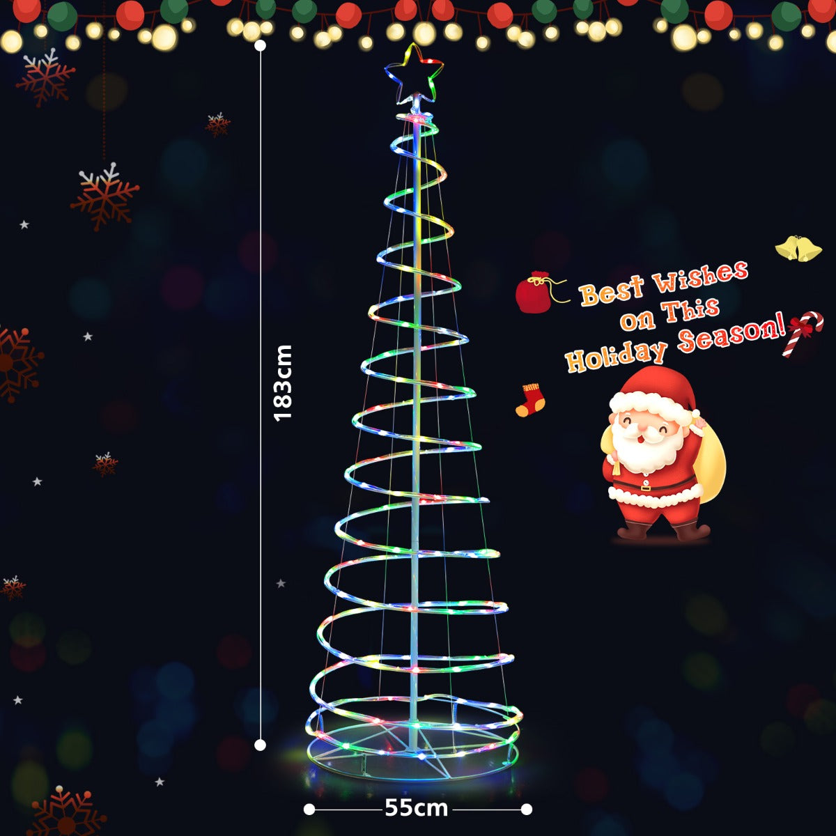 1.83M Spiral Christmas Tree with 135 LED Lights & APP Control