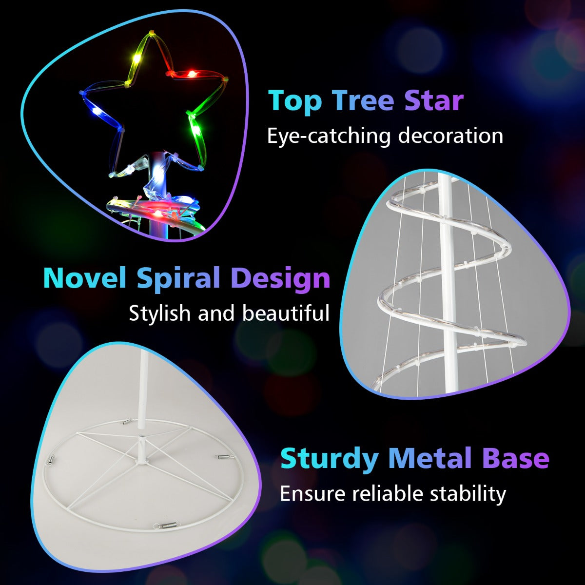 1.83M Spiral Christmas Tree with 135 LED Lights & APP Control