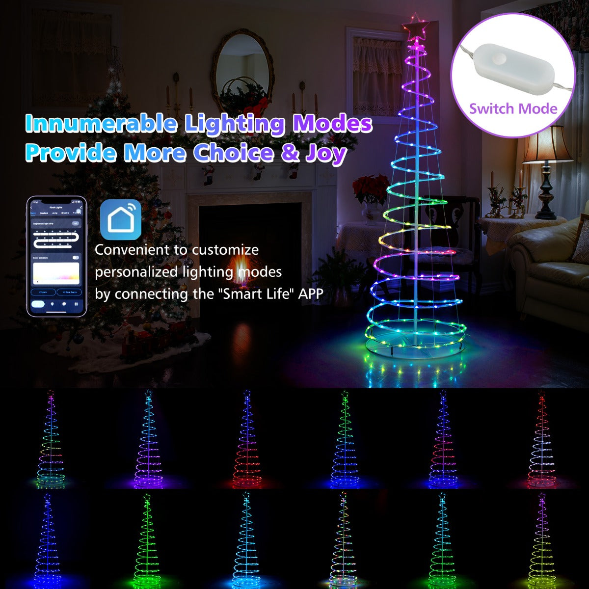 1.83M Spiral Christmas Tree with 135 LED Lights & APP Control