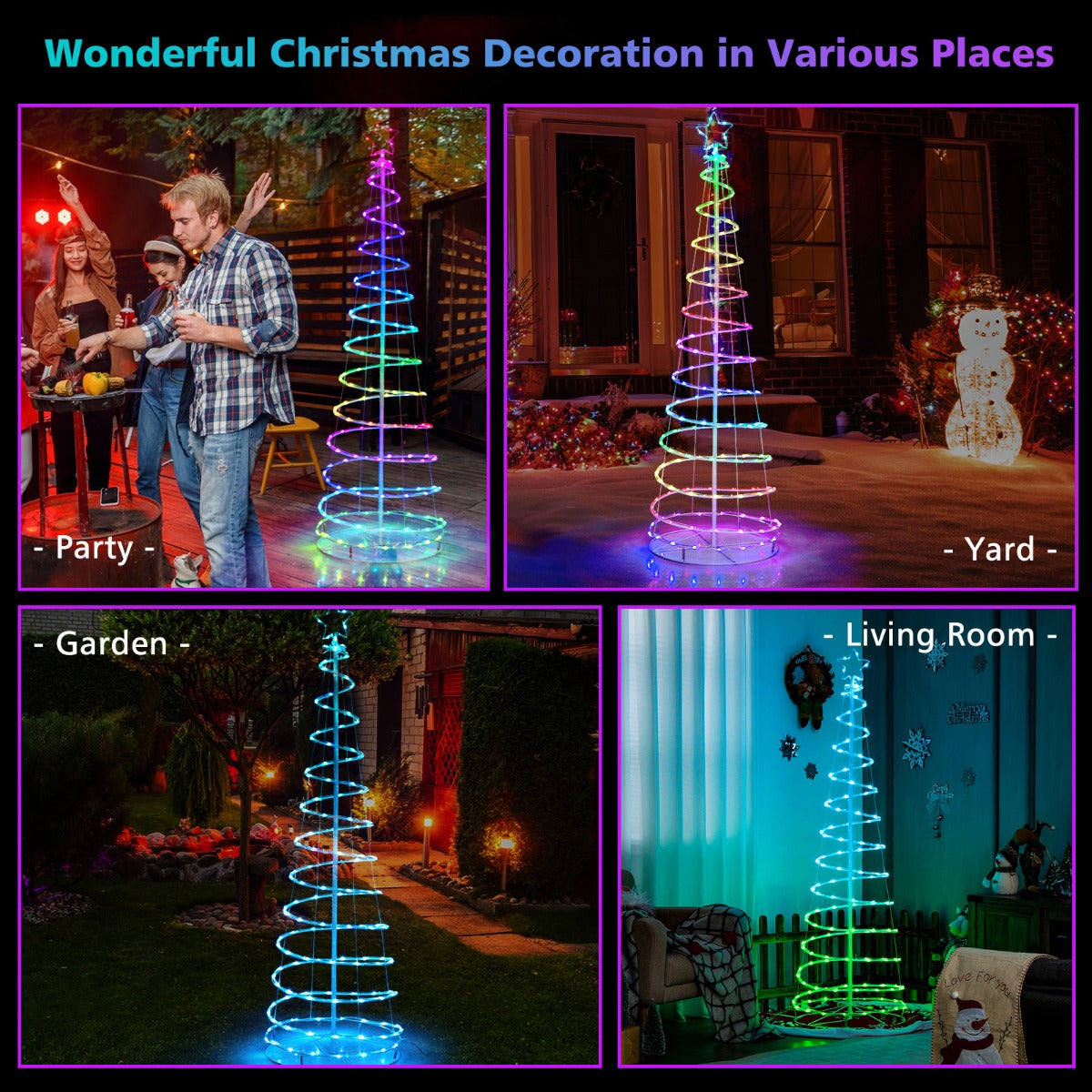 1.83M Spiral Christmas Tree with 135 LED Lights & APP Control