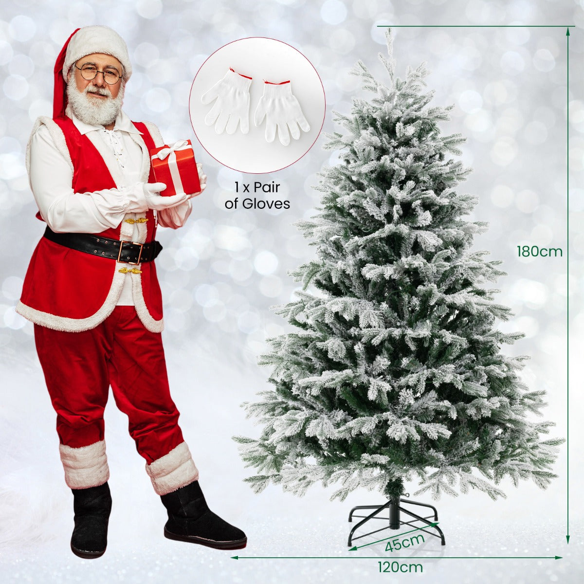 1.8M Artificial Christmas Xmas Tree with 1022 PE PVC Branch Tips for Home/Office