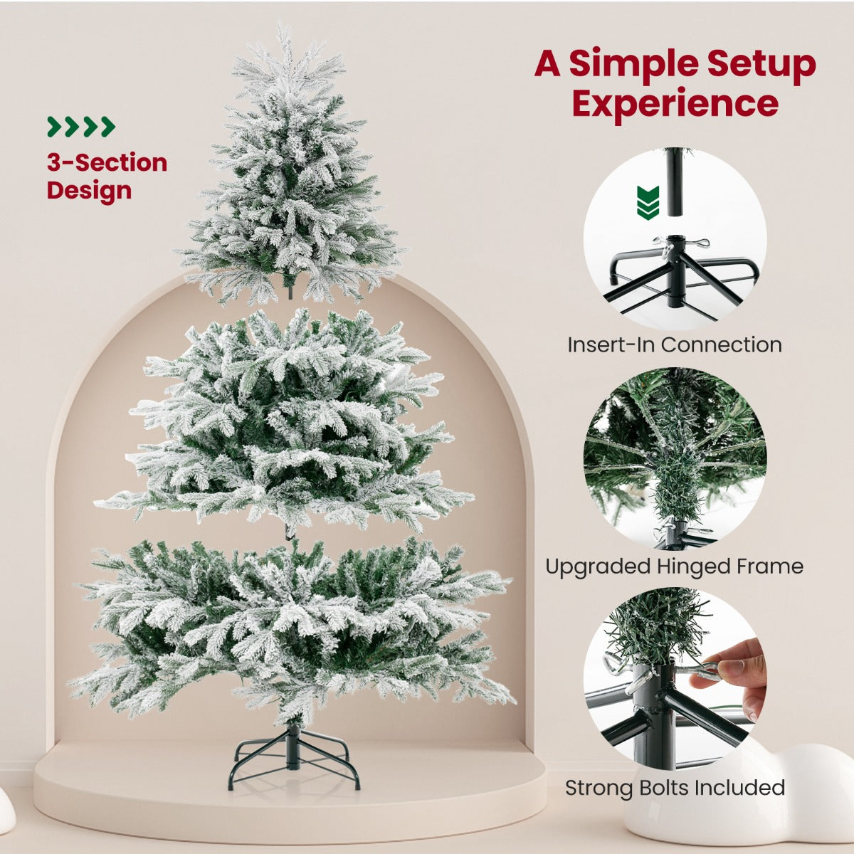 1.8M Artificial Christmas Xmas Tree with 1022 PE PVC Branch Tips for Home/Office