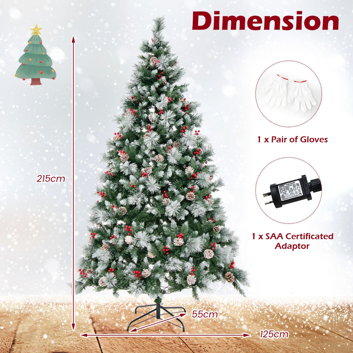 1.85M/2.15M Pre-Lit Christmas Tree with Pine Needle