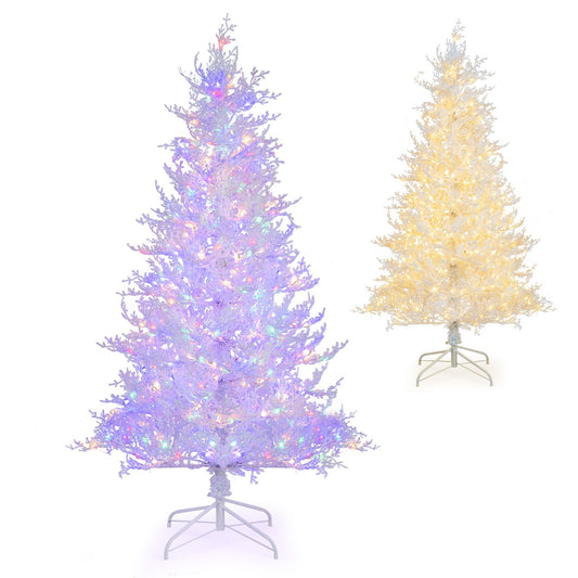 185CM Pre-Lit Artificial Christmas Tree with 11 Lighting Modes