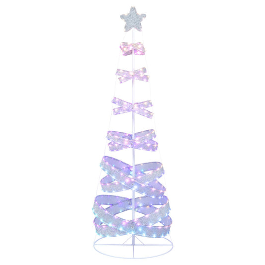 210 cm Outdoor Spiral Christmas Tree with 341 LED Lights for Party