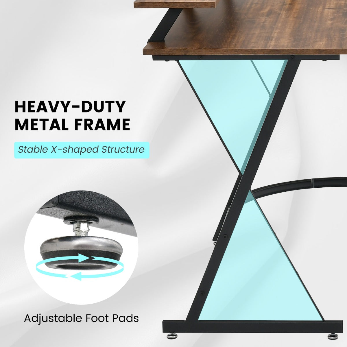 L-shaped Computer Desk with Power Outlet for Home Office