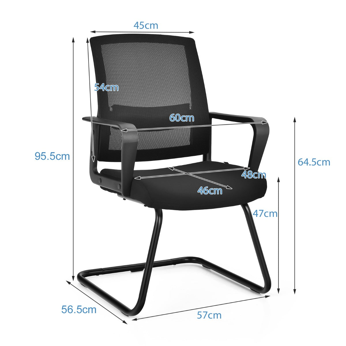 Conference Chair with Adjustable Lumbar Support and Sled Base-2 pieces