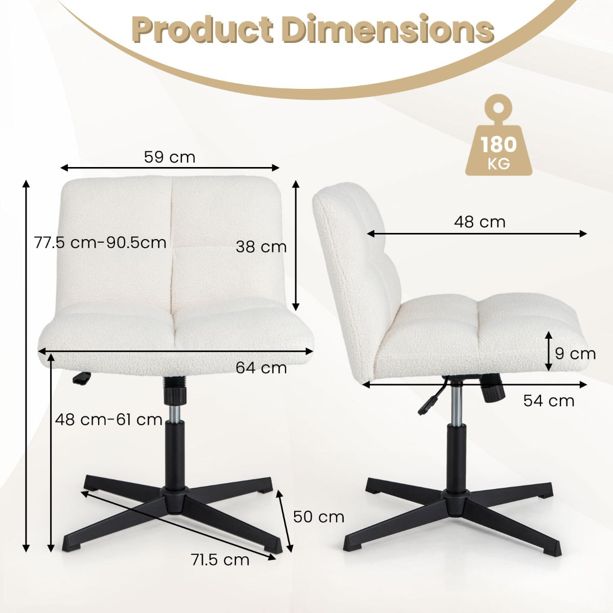 Cross Legged Office Chair with Adjustable Height for Home/Office