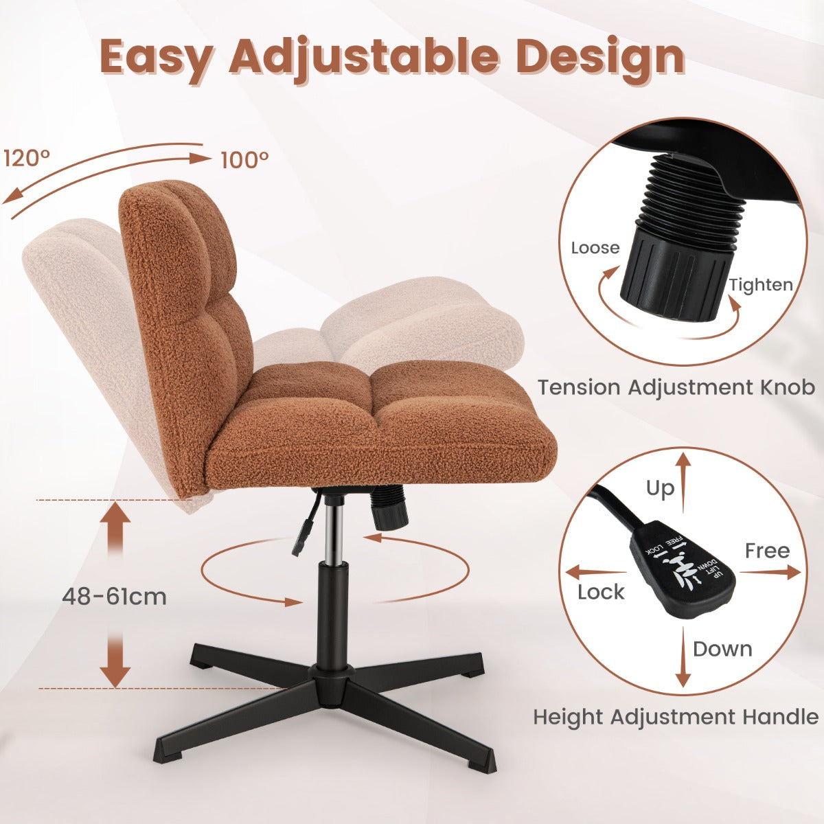 Cross Legged Office Chair with Adjustable Height for Home/Office