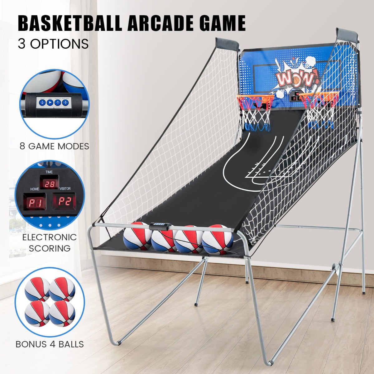 Dual Shot Basketball Arcade Game with 8 Game Modes & Arcade Sound