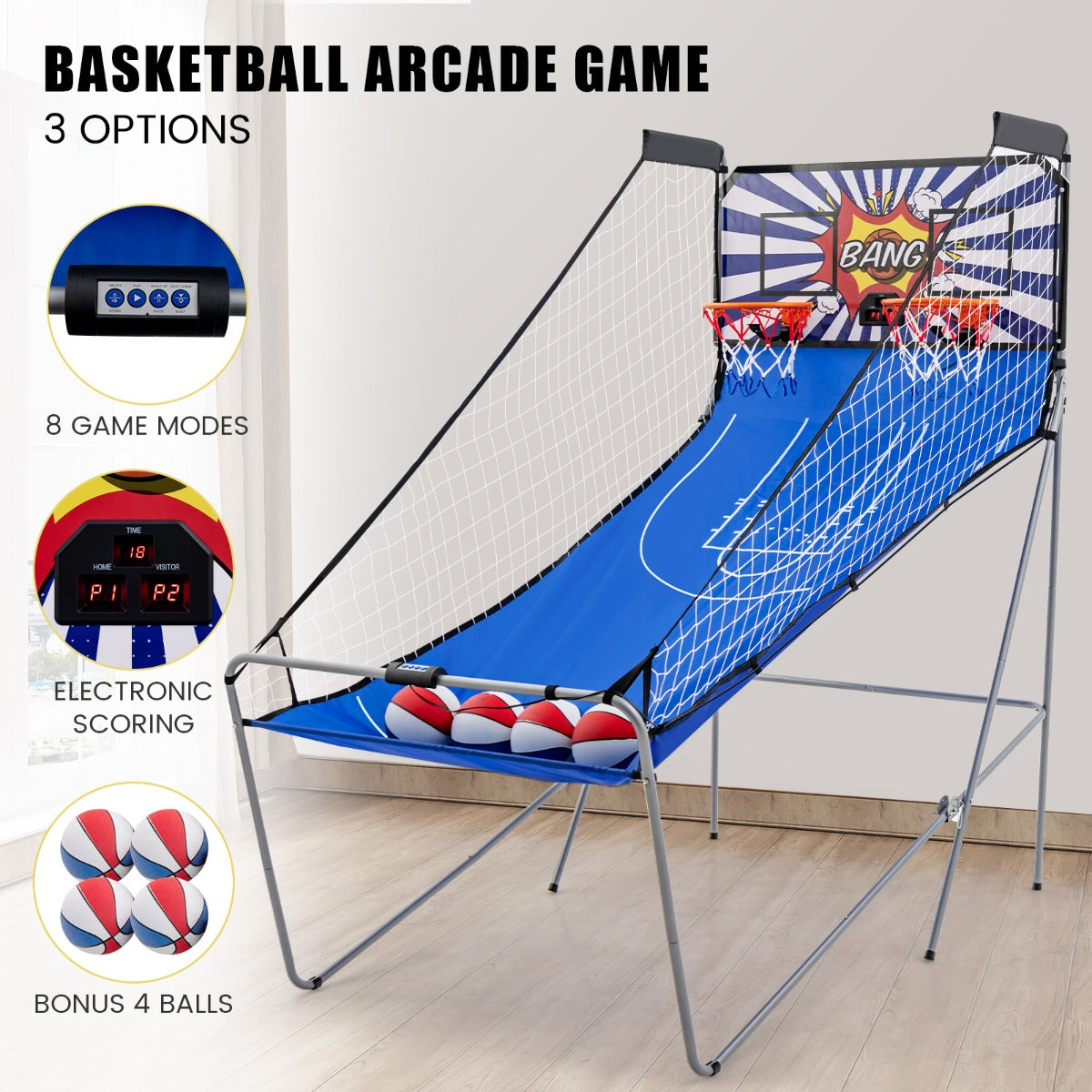 Dual Shot Basketball Arcade Game with 8 Game Modes & Arcade Sound