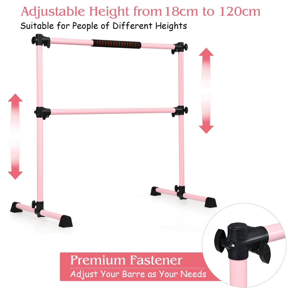 Adjustable Double Stretching Dance Bar for Home Dancing Studio Gym