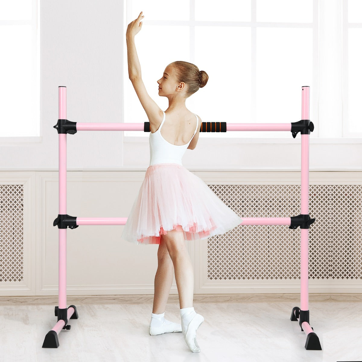 Adjustable Double Stretching Dance Bar for Home Dancing Studio Gym