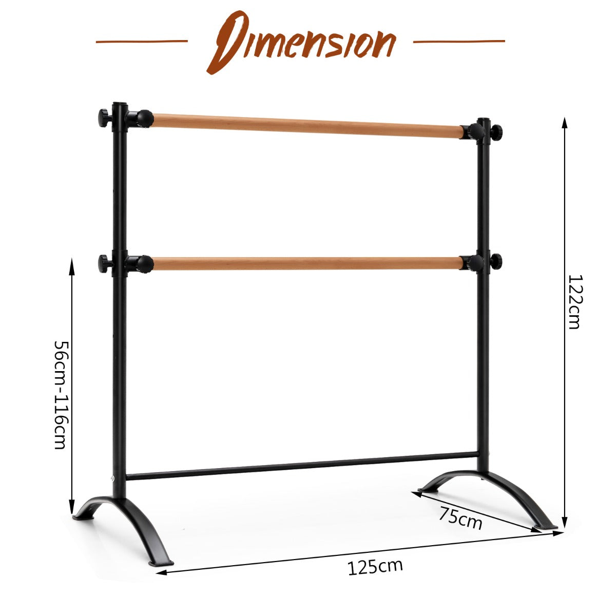 Freestanding Dance Bar with 4-position Adjustable Heights for Dancing