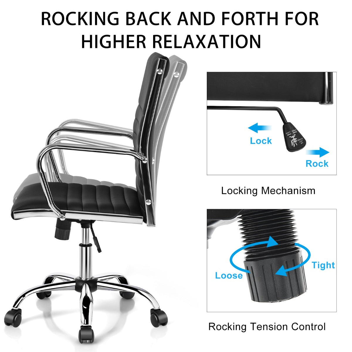 High Back Conference Chair with Armrest and Adjustable Height