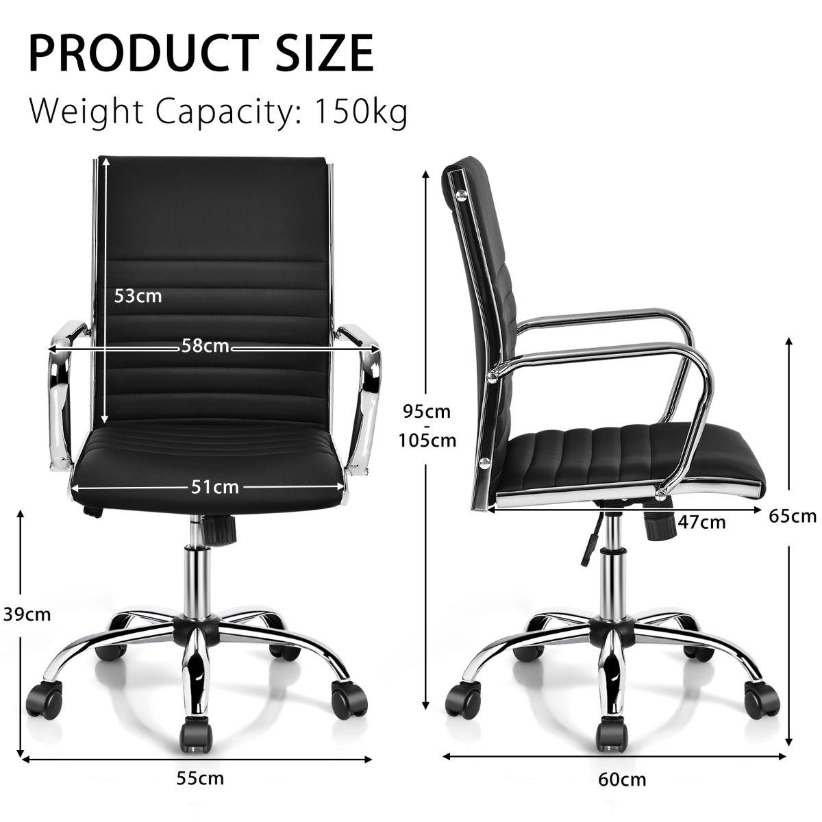 High Back Conference Chair with Armrest and Adjustable Height