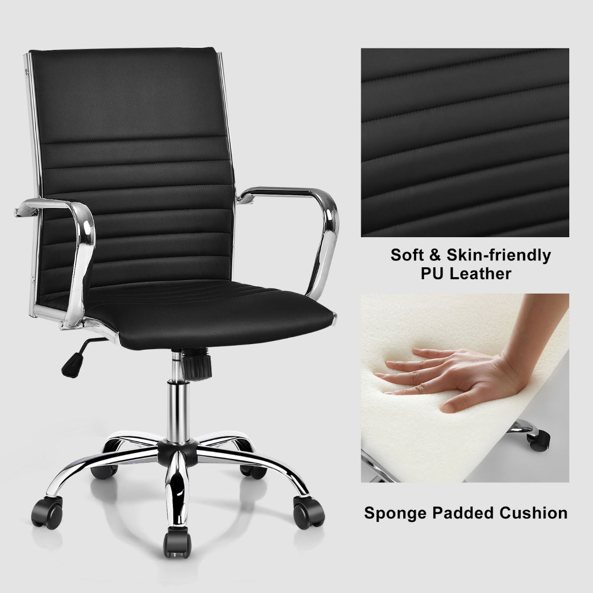 High Back Conference Chair with Armrest and Adjustable Height