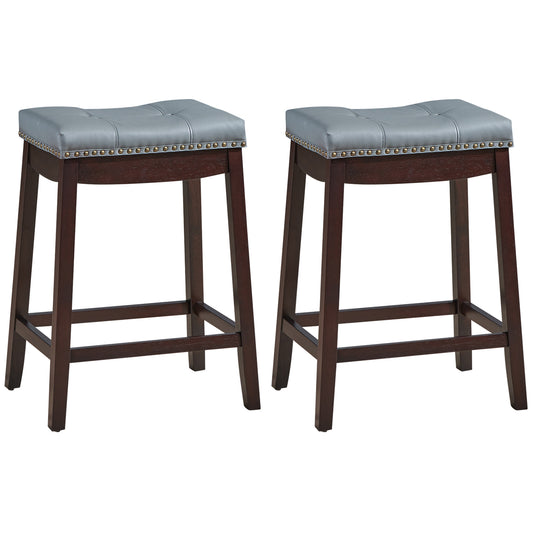 64 cm Backless Nailhead Bar Stool with Counter Height for Dining Room