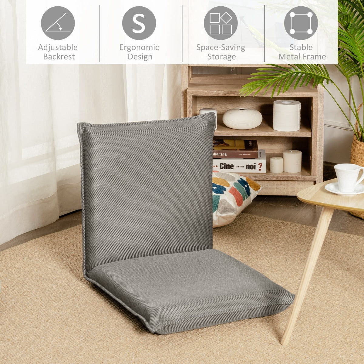 Foldable Floor Chair with Robust Armchair for Watching TV