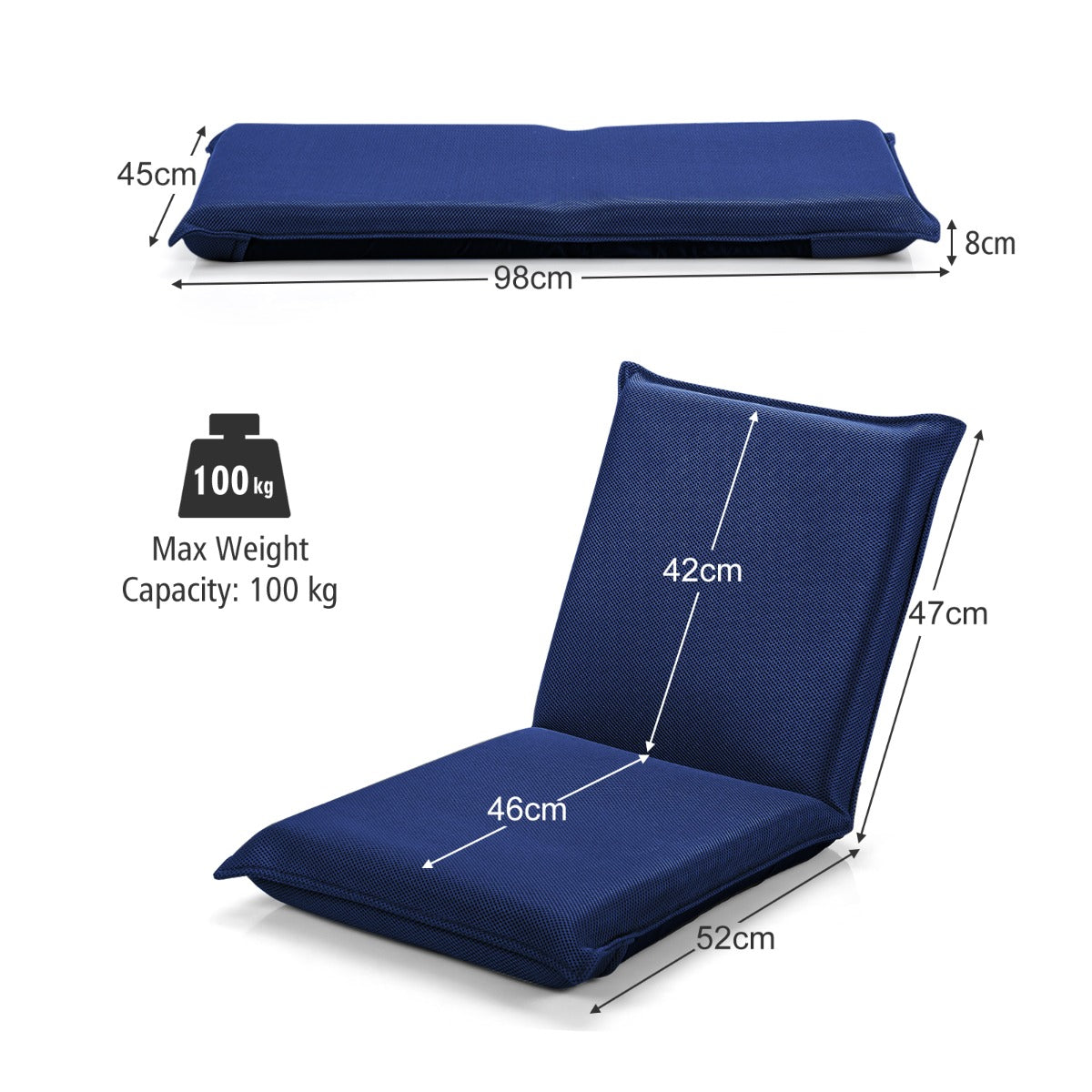 Foldable Floor Chair with Robust Armchair for Watching TV