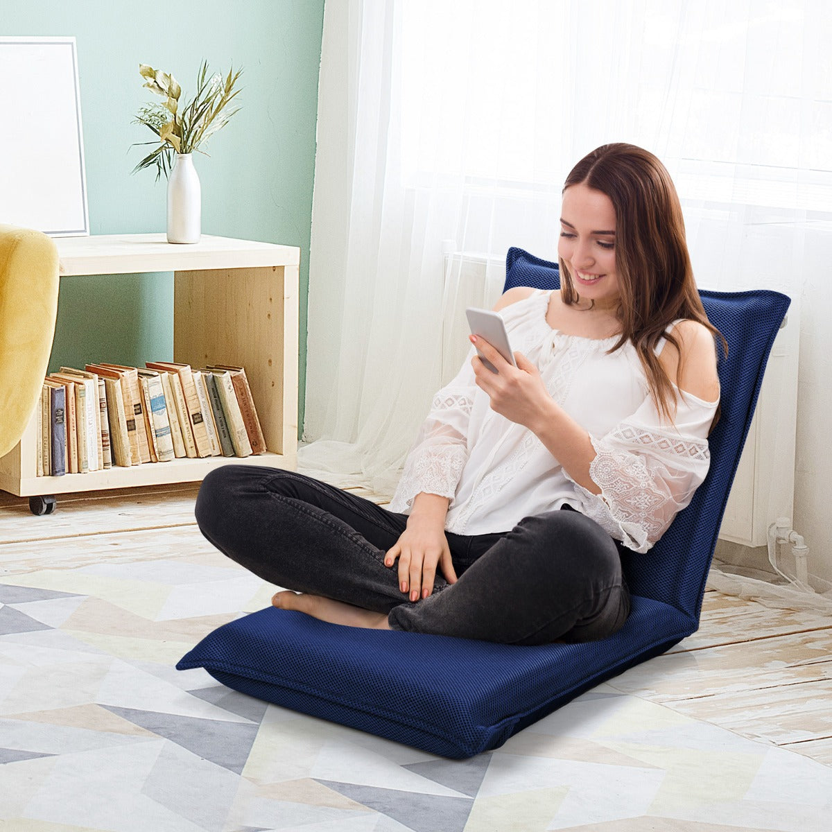 Foldable Floor Chair with Robust Armchair for Watching TV