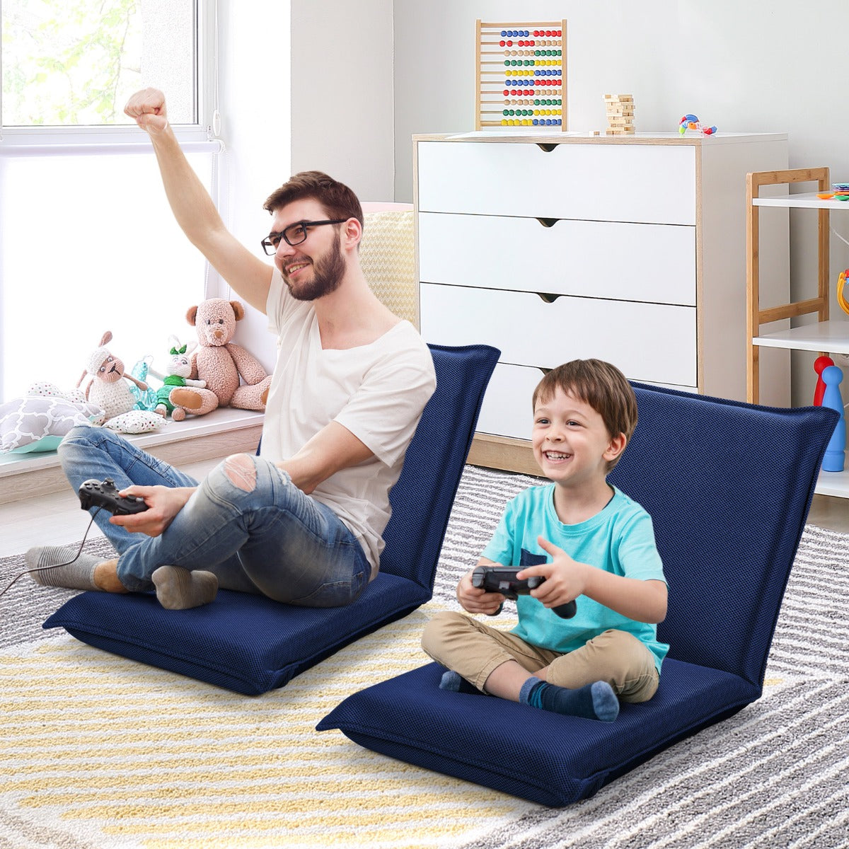 Foldable Floor Chair with Robust Armchair for Watching TV