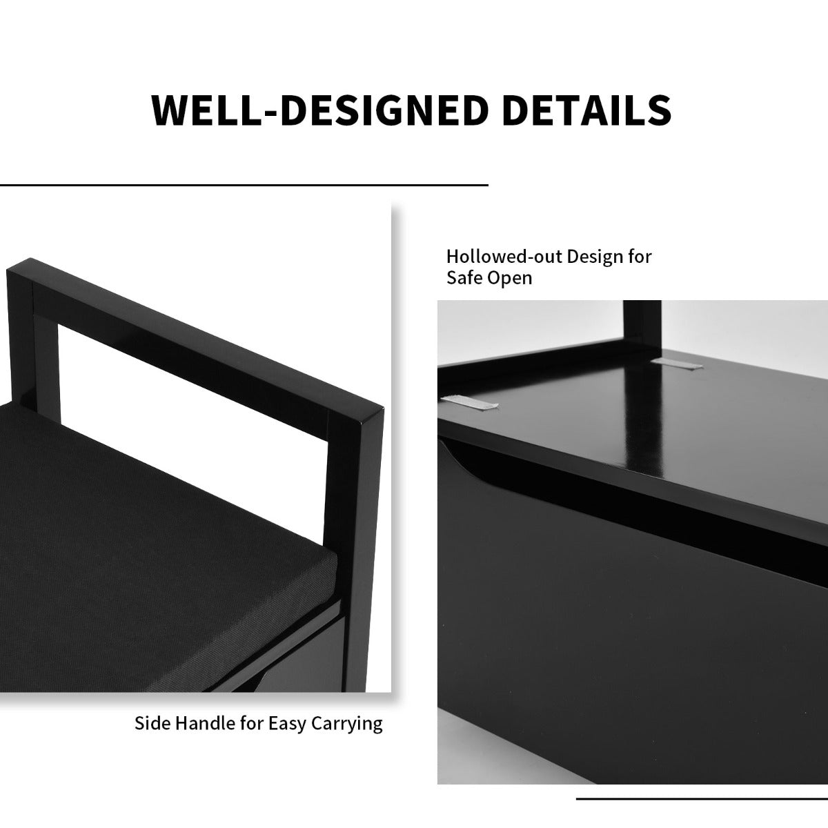 Entryway Shoe Changing Storage with Flip-up Padded Seat and Side Handle