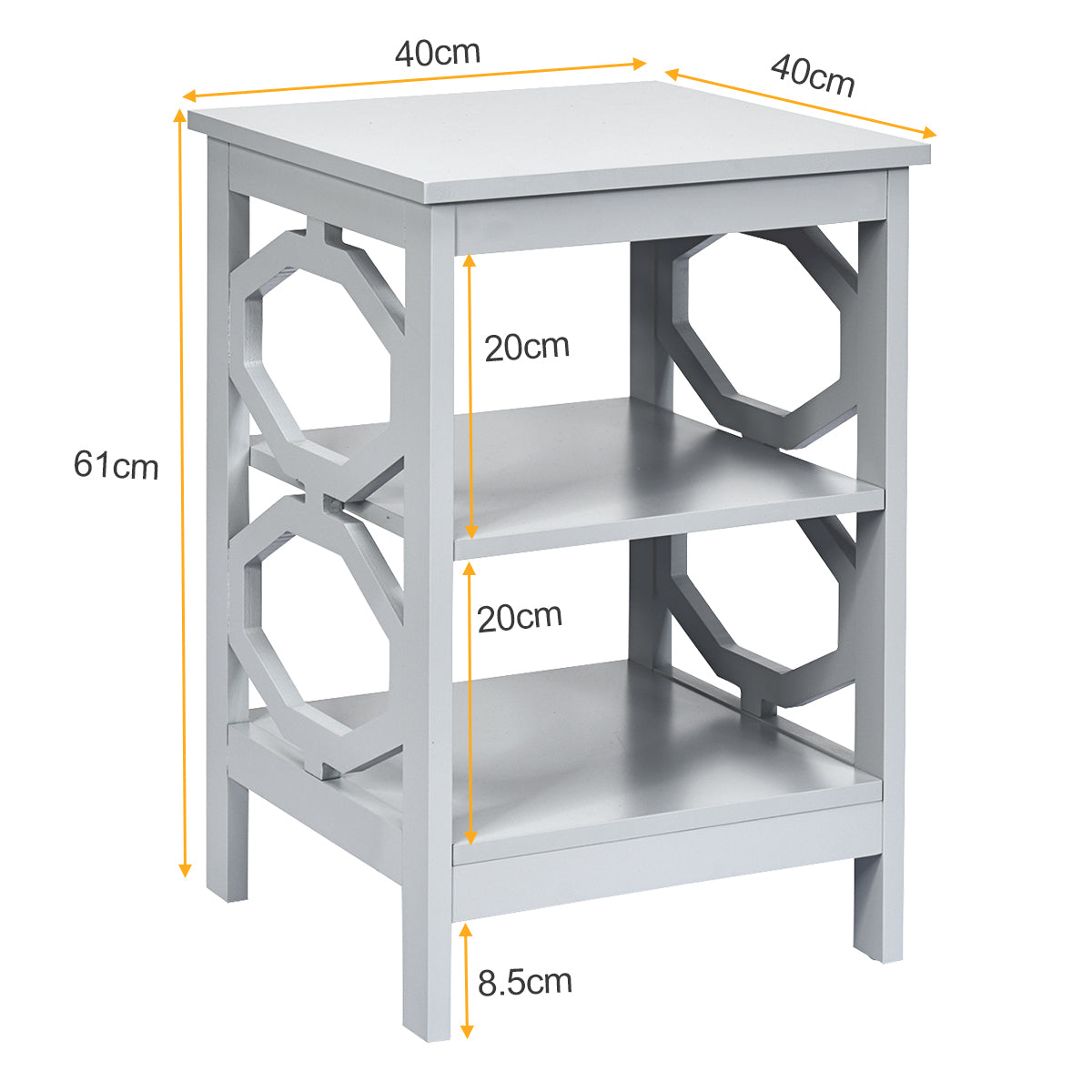 3-tier Nightstands with Stable Structure for Bedroom/Living Room