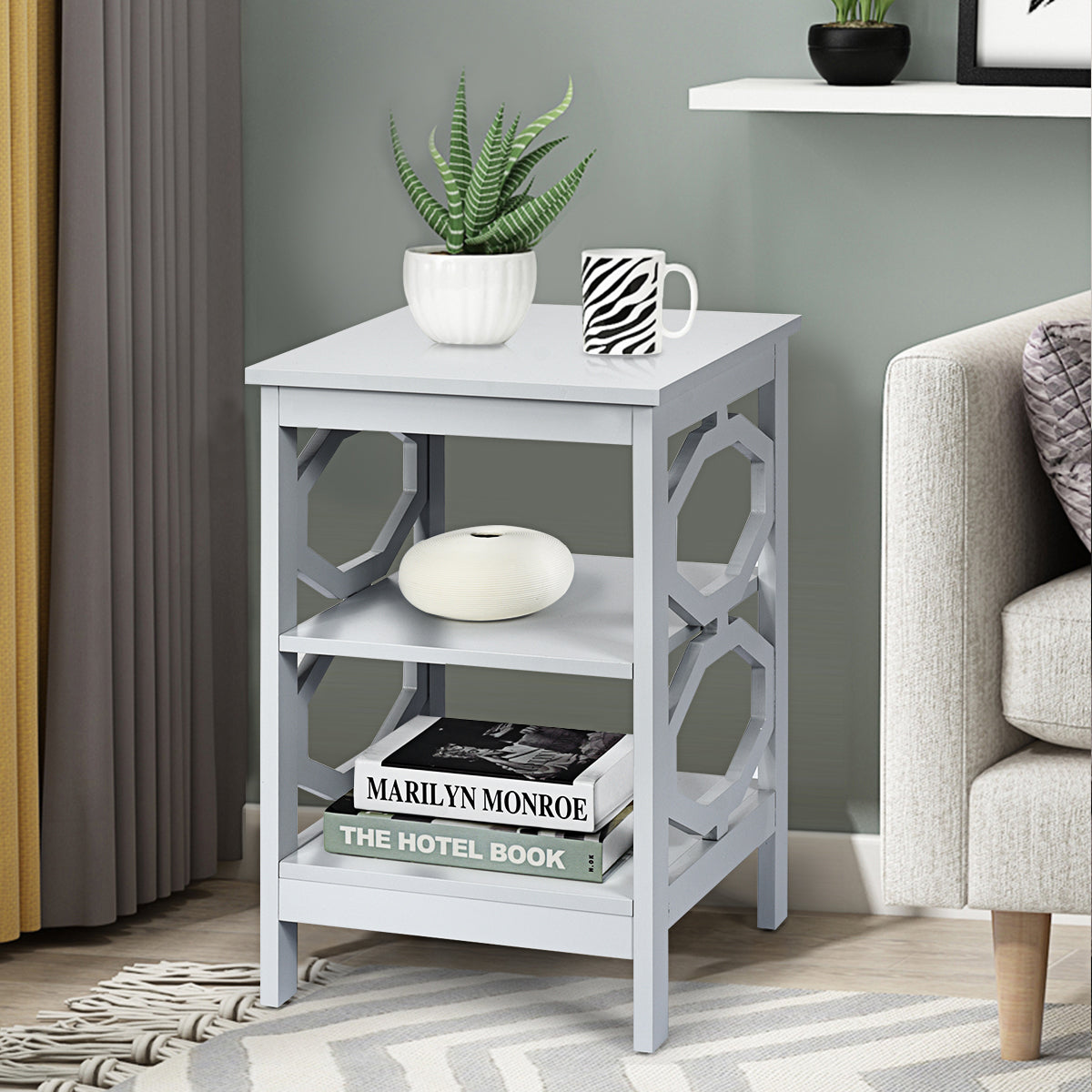 3-tier Nightstands with Stable Structure for Bedroom/Living Room