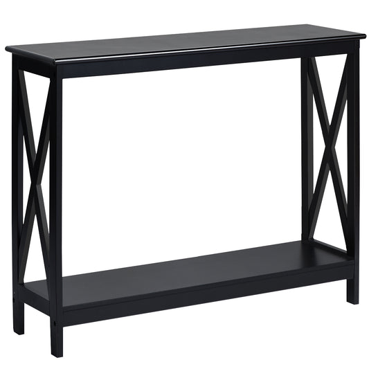 Industrial 2-Tier Narrow Console Table with Storage Shelf for Entryway