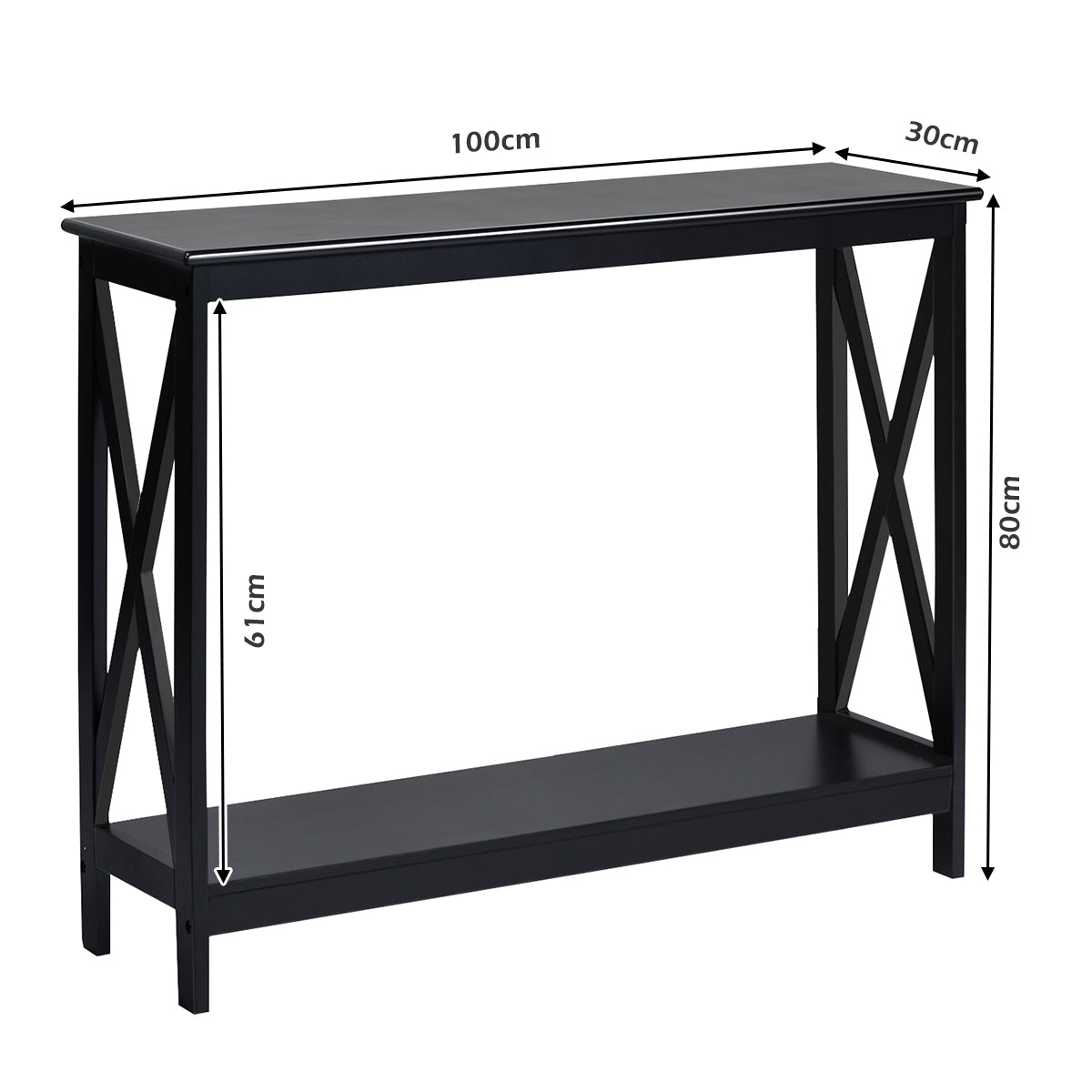 Industrial 2-Tier Narrow Console Table with Storage Shelf for Entryway