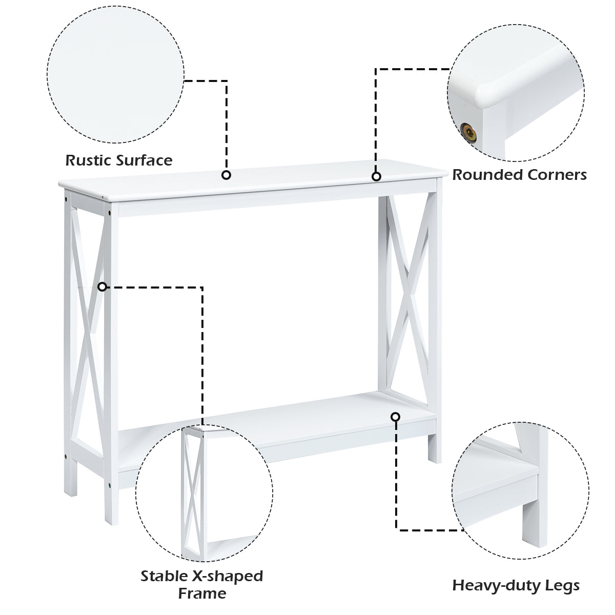 Industrial 2-Tier Narrow Console Table with Storage Shelf for Entryway