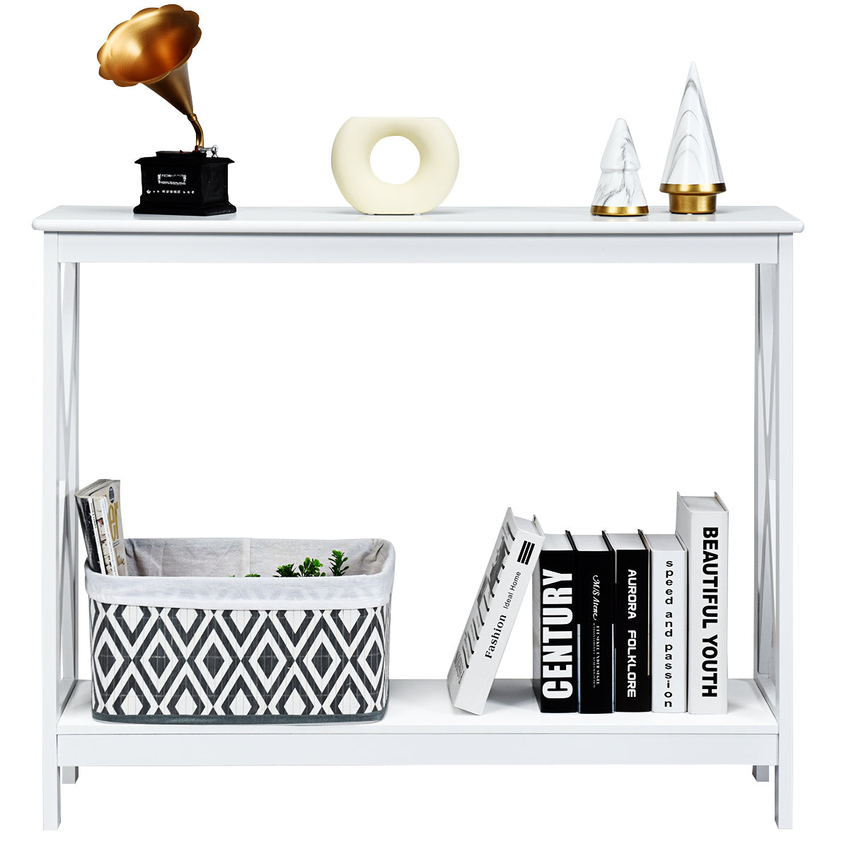 Industrial 2-Tier Narrow Console Table with Storage Shelf for Entryway