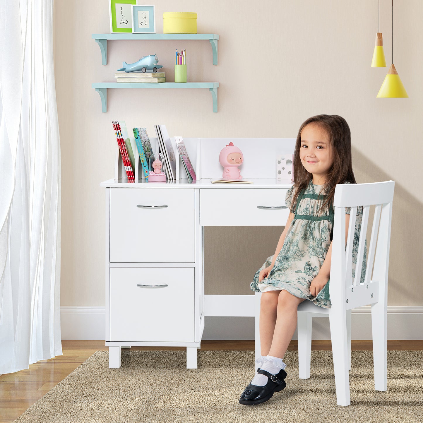 Kids Learning Desk & Chair Set for Bedroom & Study Room