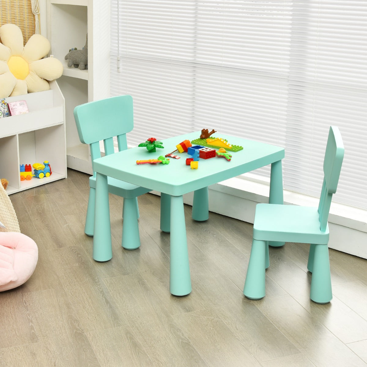 3 Pieces Kids Table and 2 Chairs Set for Reading