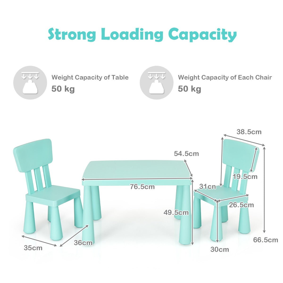 3 Pieces Kids Table and 2 Chairs Set for Reading