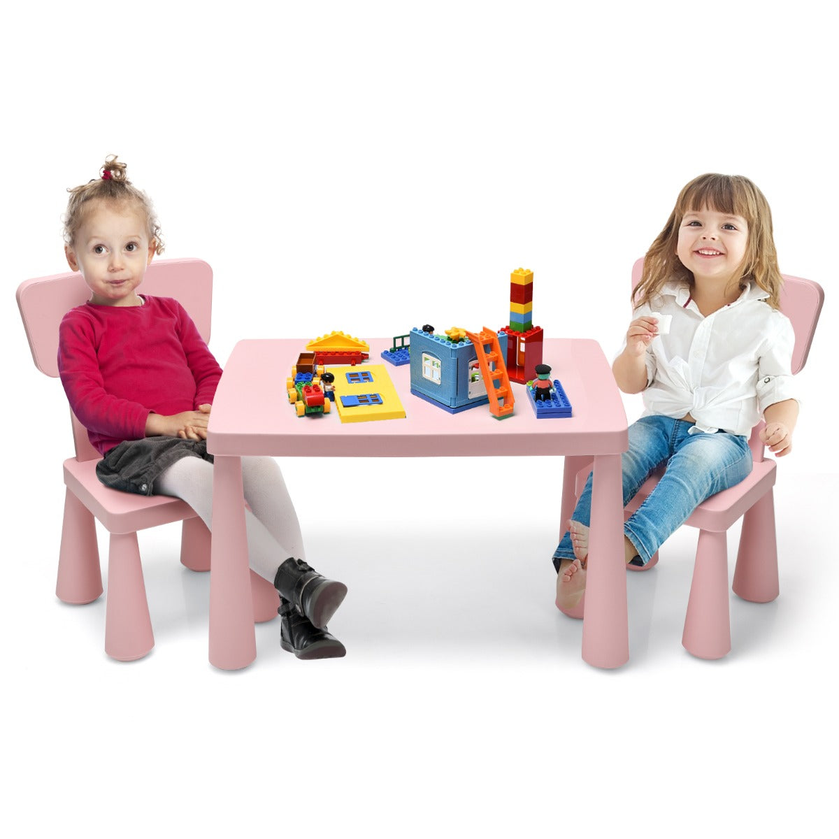 3 Pieces Kids Table and 2 Chairs Set for Reading