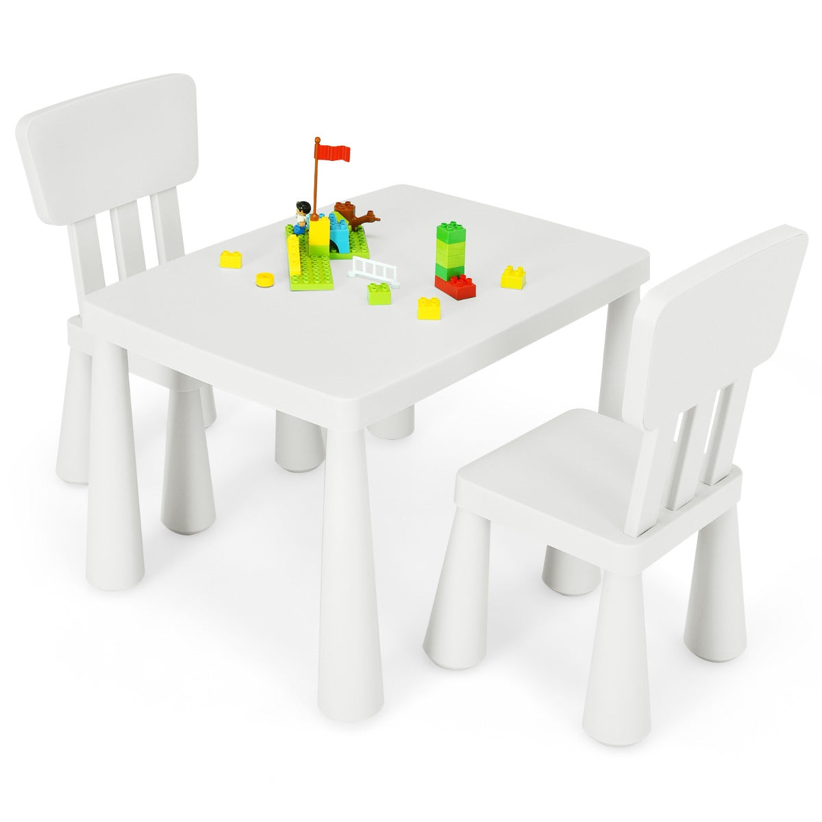 3 Pieces Kids Table and 2 Chairs Set for Reading