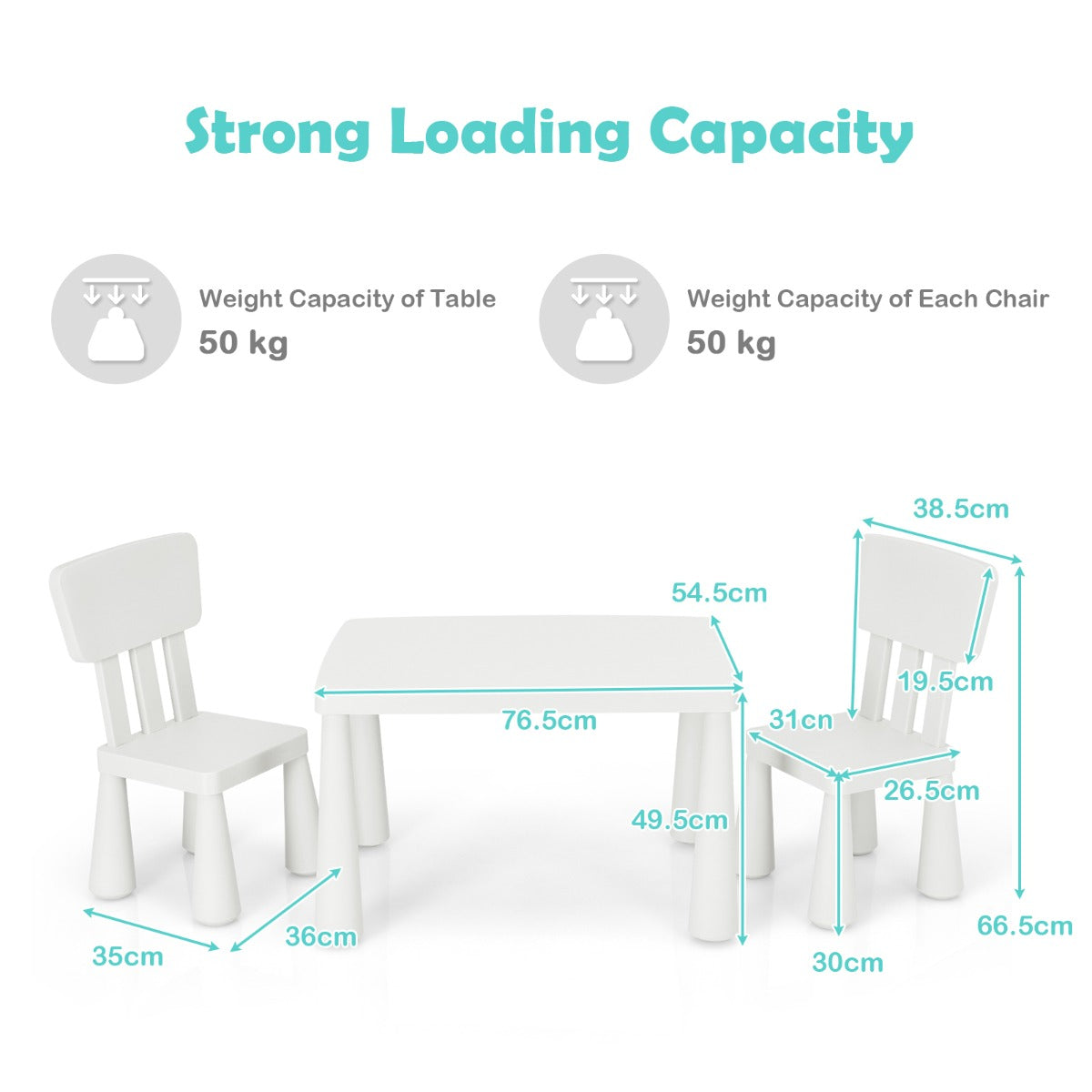 3 Pieces Kids Table and 2 Chairs Set for Reading