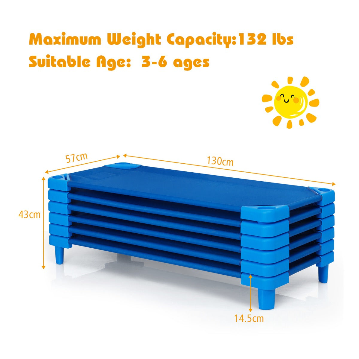 Stackable Daycare Cot with Easy Lift Corner and Detachable Oxford Cloth