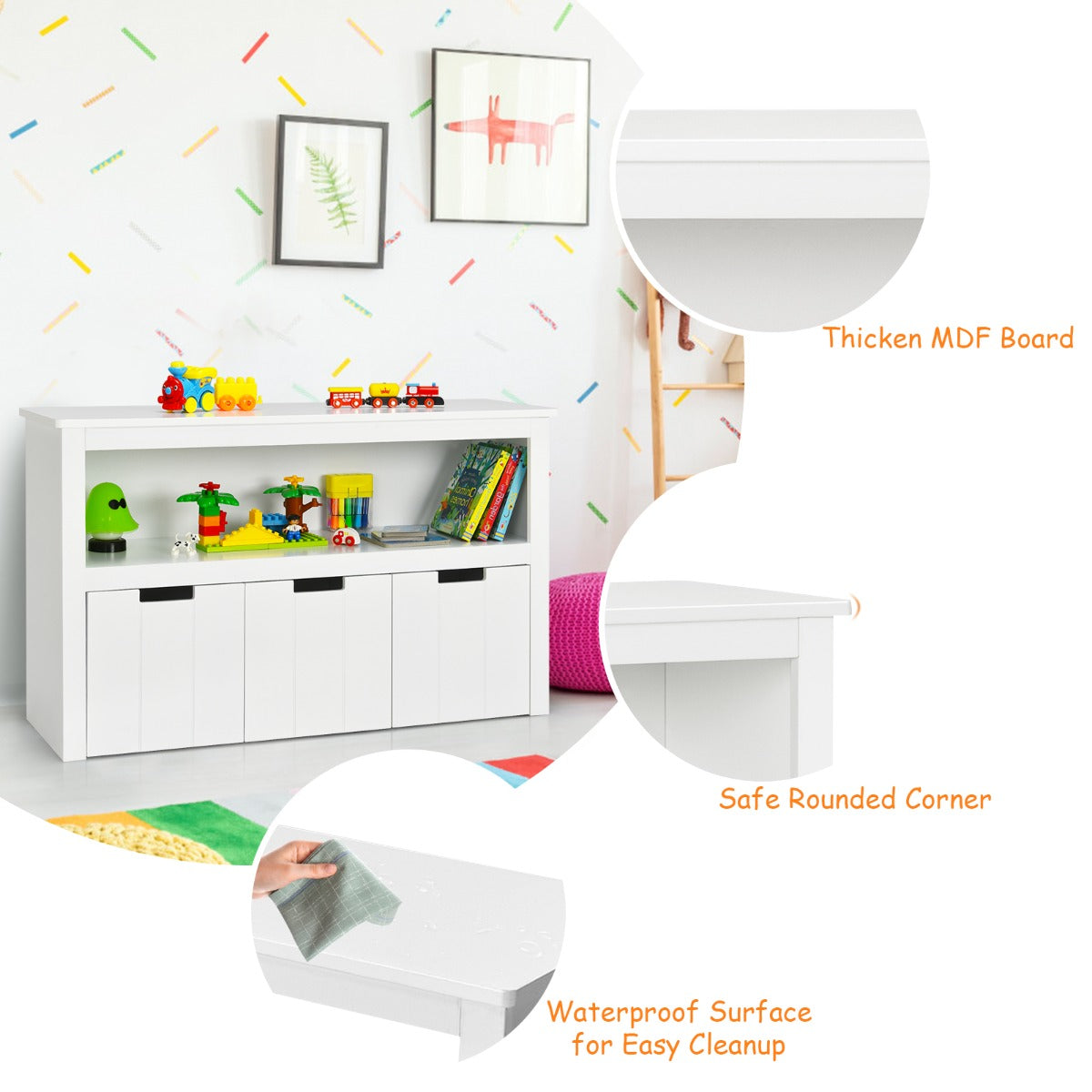 Kids Toy Storage Organizer with 3 Removable Drawers