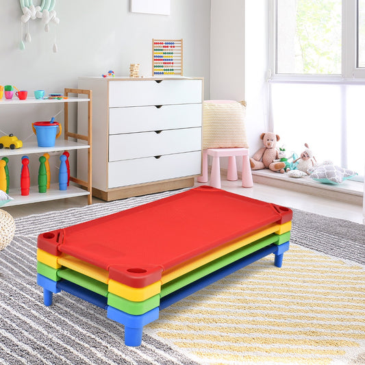 4 PCS Kids Stackable Daycare Cot with Easy Lift Corners