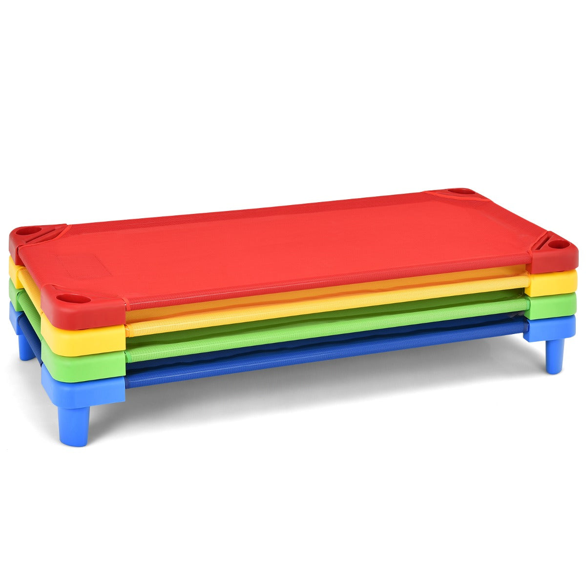 4 PCS Kids Stackable Daycare Cot with Easy Lift Corners