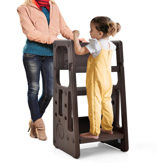 Kids Step Learning Stool with Double Safety Rails for Baby