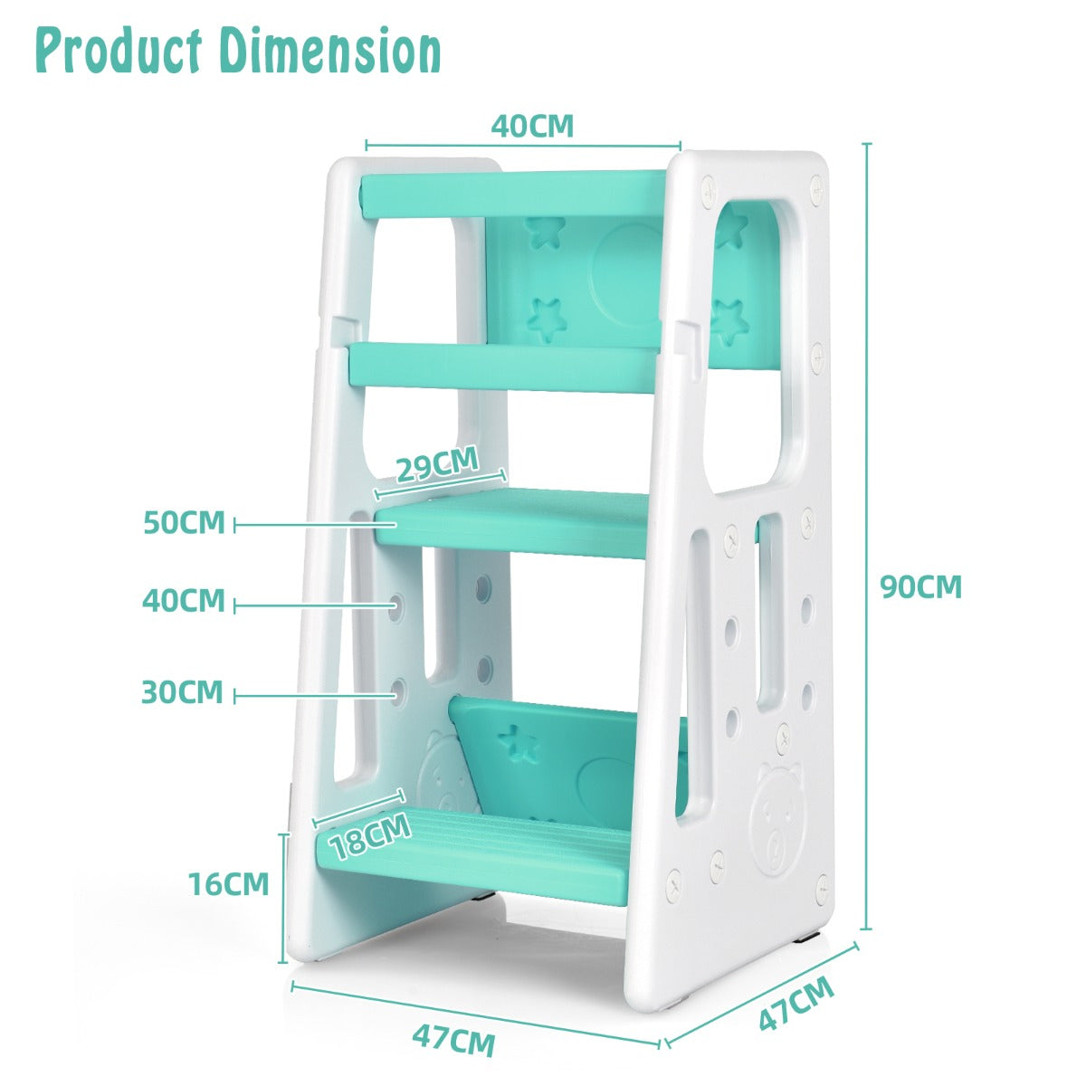 Kids Step Learning Stool with Double Safety Rails for Baby