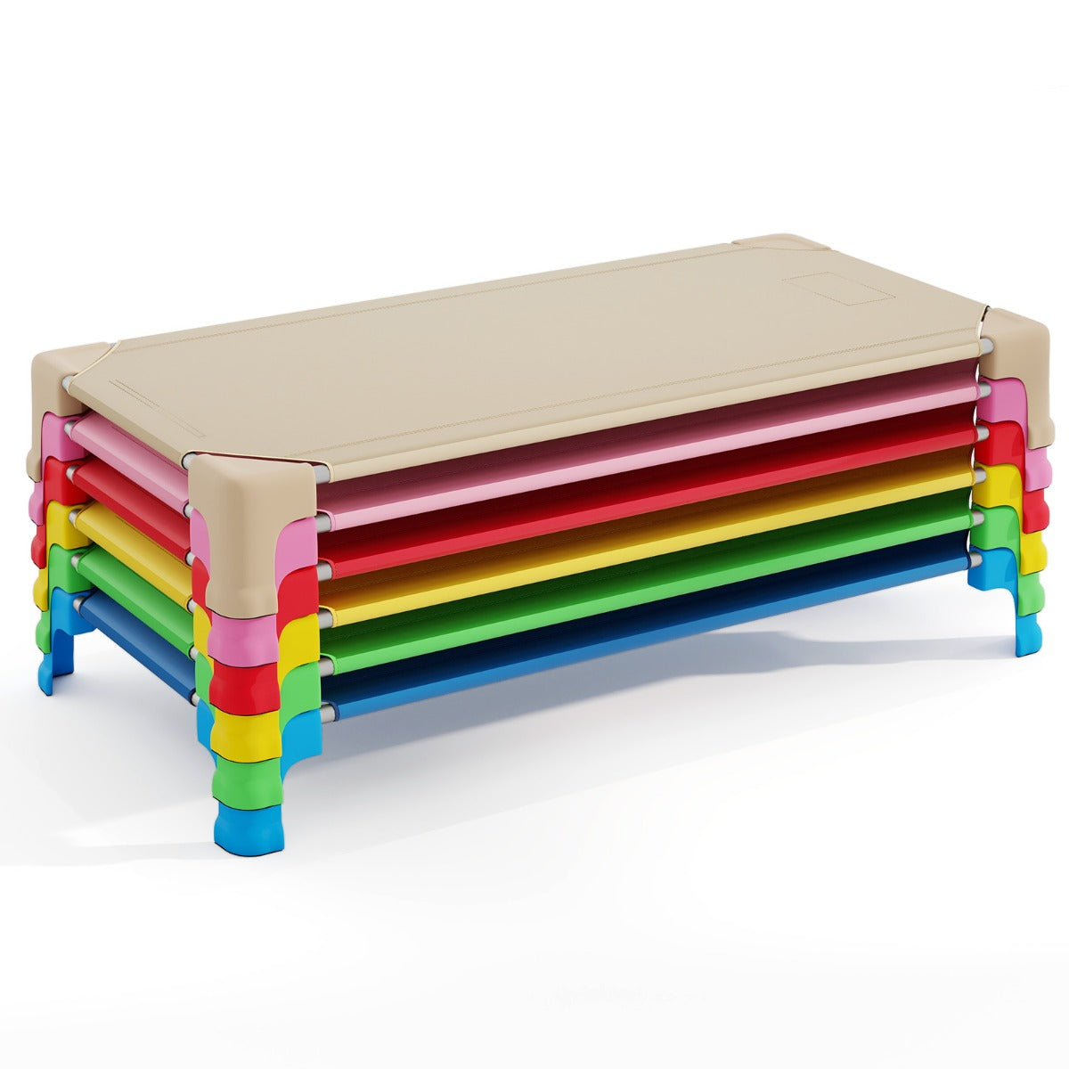 6 Pack Stackable Children's Nap Time Cots with Metal Frame and Oxford Cloth