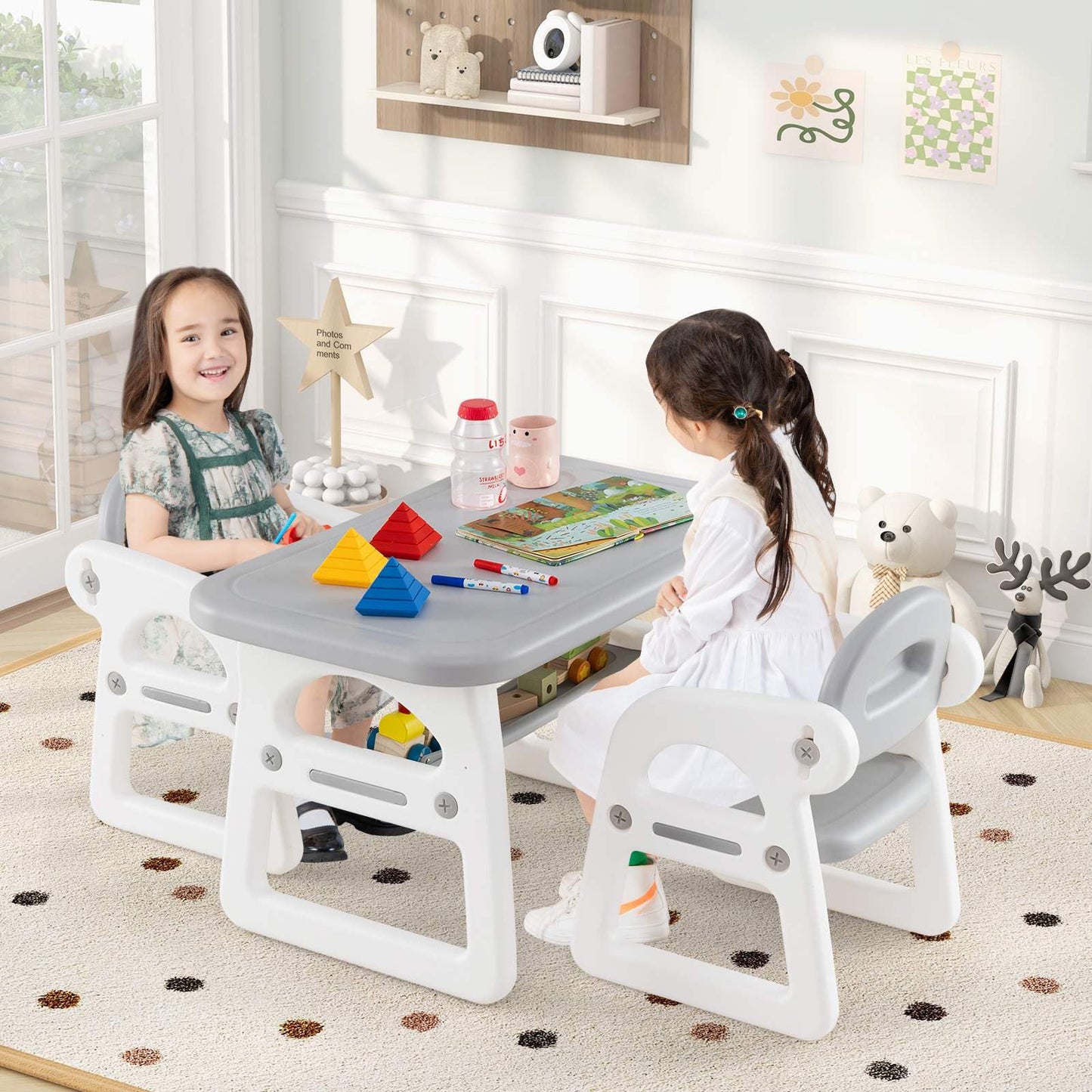 Kids Table and Chairs Set with 2 Chairs for Kids