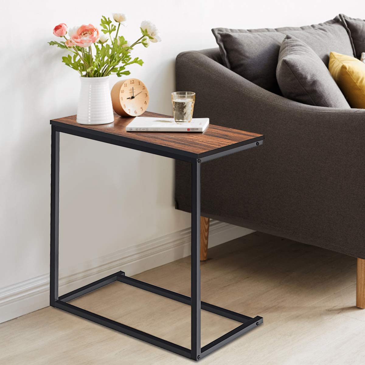 Industrial Styled C Shaped Side, End Table